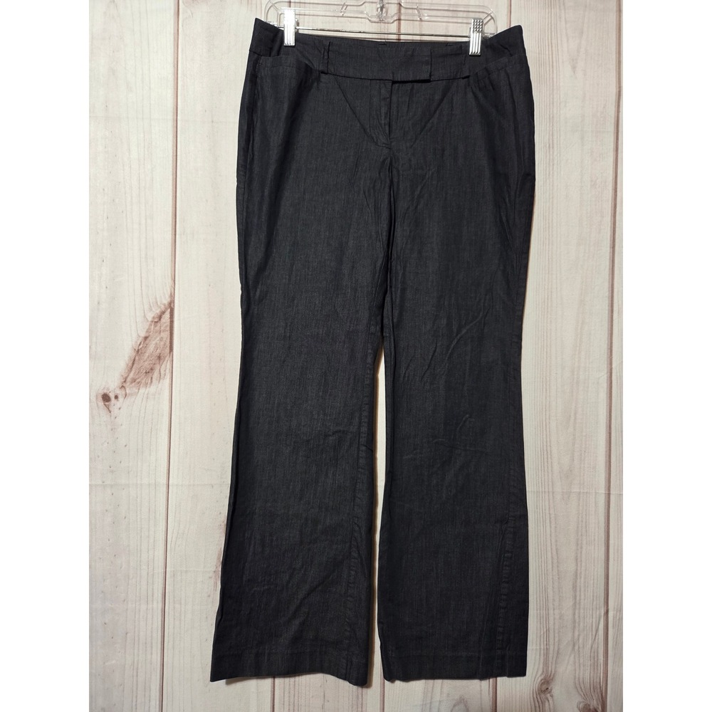 Ann Taylor Modern Petite 8P Dark Wash Wide Leg Trousers Black Stretch Pants